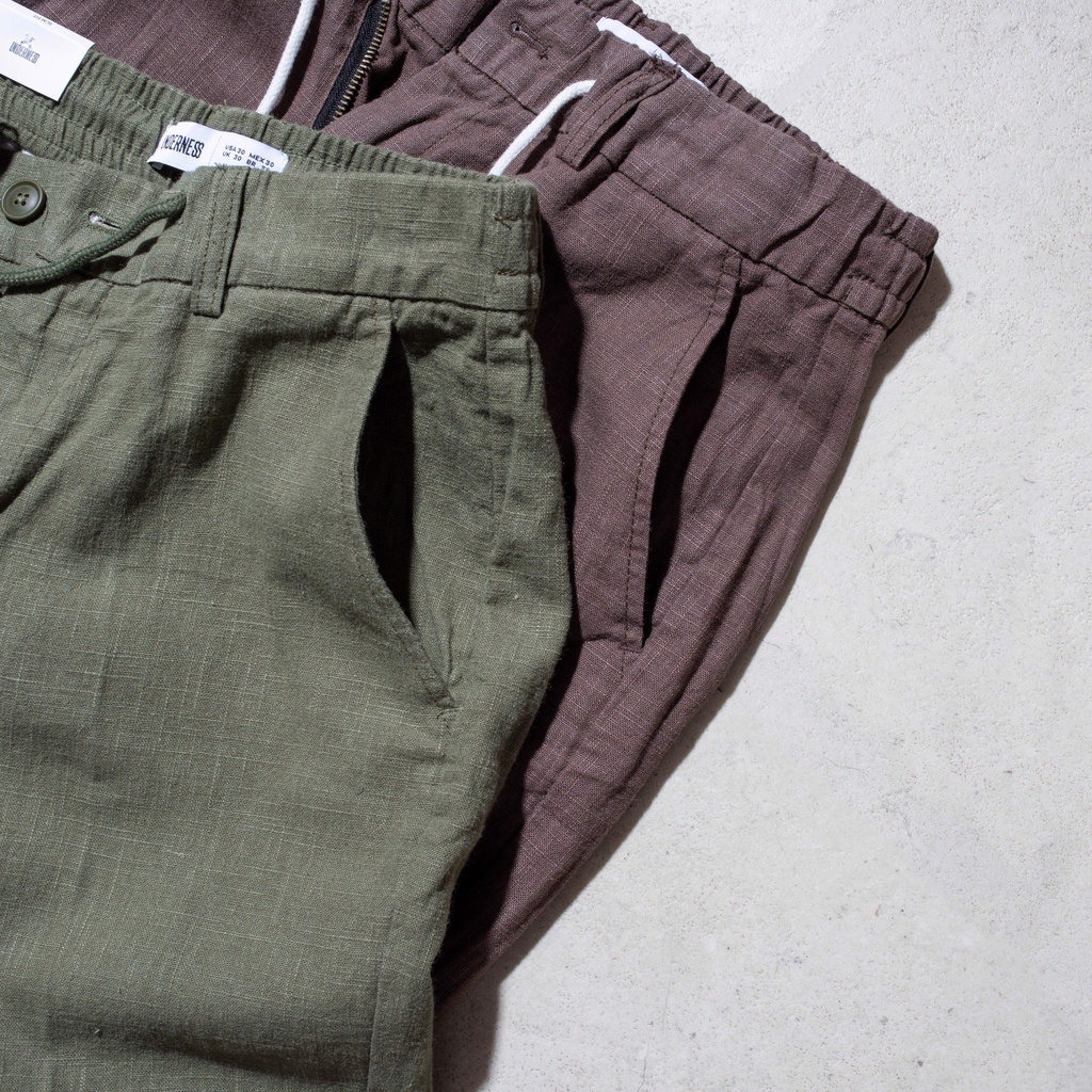 Quần dài nam Linen chất liệu cao cấp lưng thun dây rút màu trơn thanh lịch, tối giản | KATUS STORE 1024