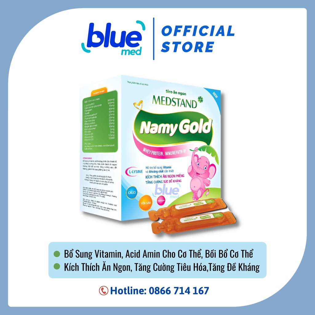 Siro Ăn Ngon Cho Bé - Namy Gold - Vitamin, Kẽm, Thymodulin, Ăn Ngon, Tăng Sức Đề Kháng (Hộp 20 Ống) [Chính Hãng]