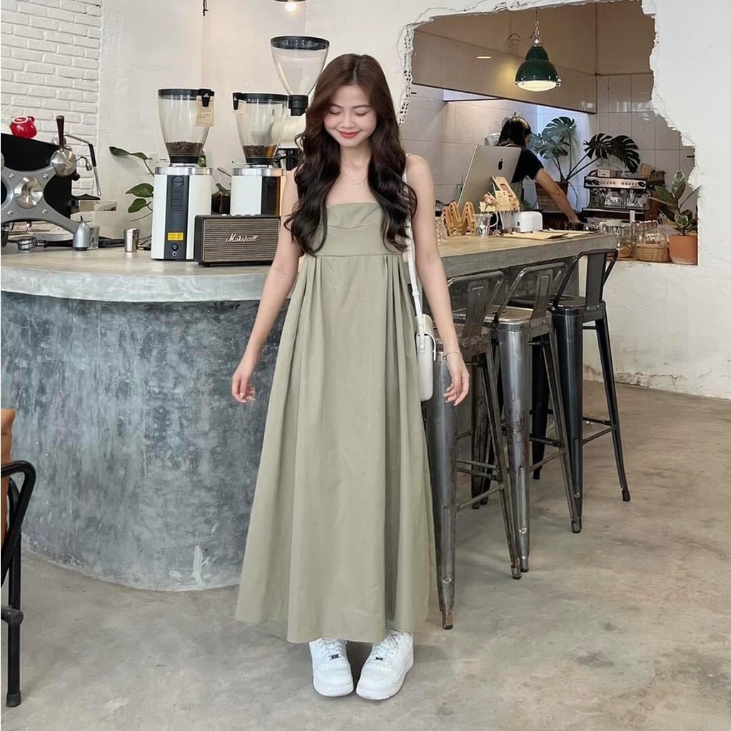 Váy 2 Dây Babydoll Dáng Dài Đầm Hai Dây Maxi Dáng Xòe Babydoll Freesize