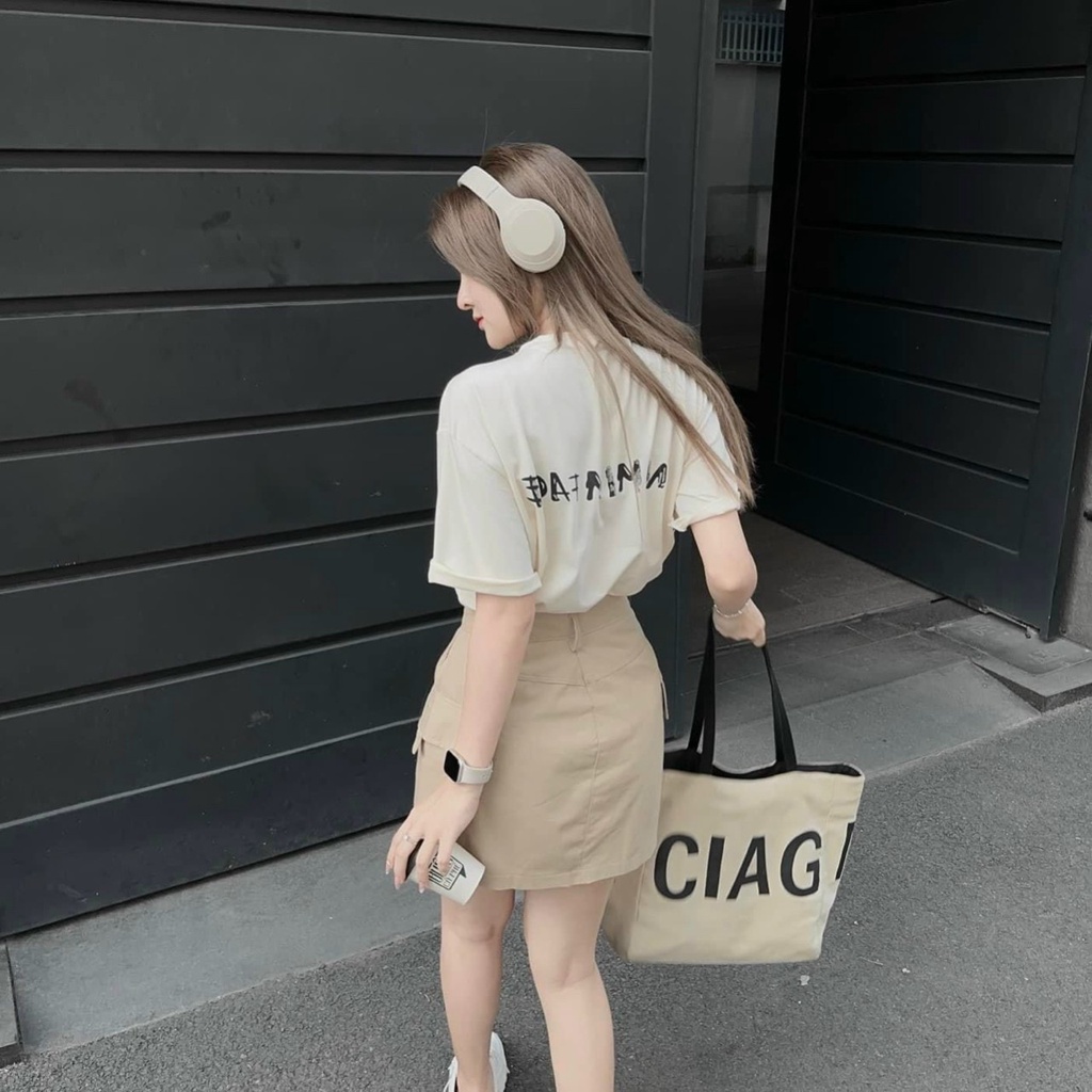 [3.3 Sales Freeship]Set bộ áo thun trắng in hình mix chân váy ngắn chữ A cá tính,set váy tuổi teen đi chơi trẻ trung d