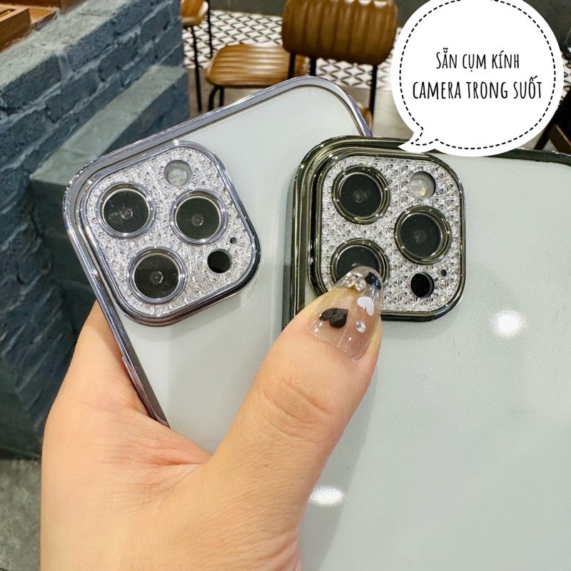 Ốp lưng viền xi 2in1 kèm kính camera Kim Cương có thể tháo rời cho Iphone 11/12/13/14/Pro/ProMax/Plus/Pro Max/Prm
