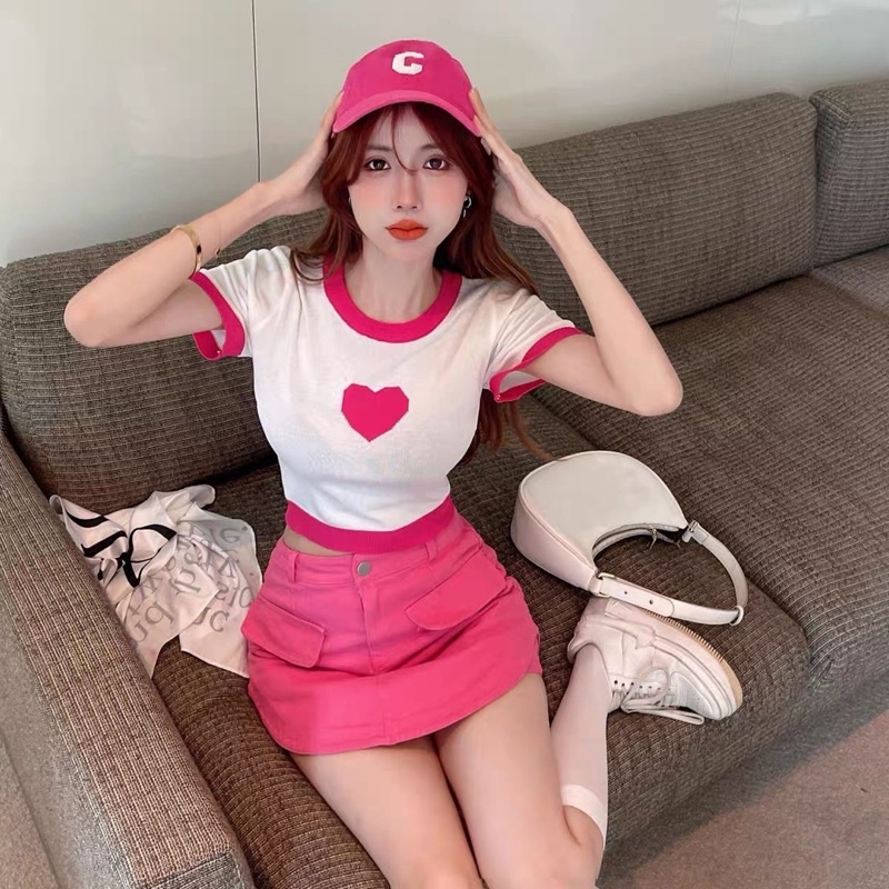 Áo Len Mongtoghi Tim Phối Màu Dáng Croptop Mã TH11