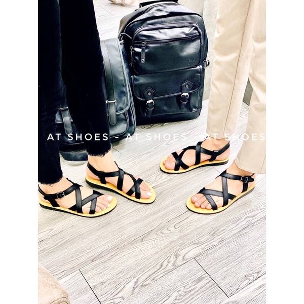 Dép Sandal Unisex Cao Cấp Da Bò Thật Sandal Quai Ngang Nam Nữ Trẻ Trung Đế Caosu Chống Nước Atshoes XDxsg202