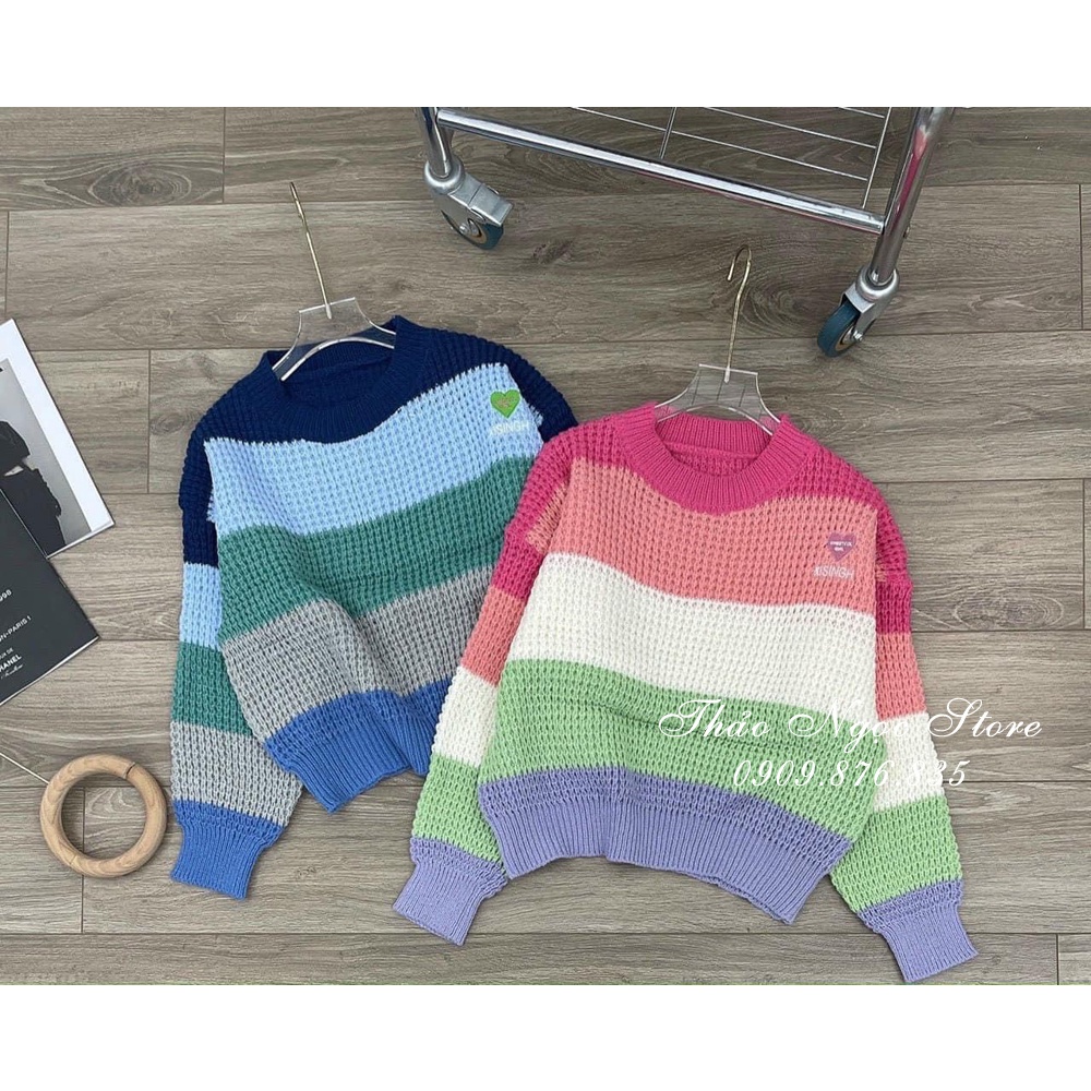 Áo len sọc tag tim tay dài hàng nhập QC hot!  THẢO NGỌC STORE