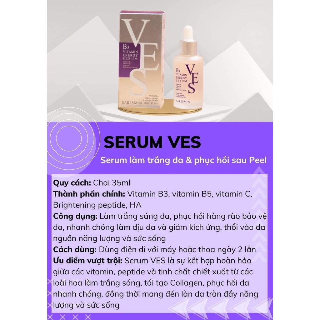 SERUM VES PHỤC HỒI DƯỠNG TRẮNG SAU TIÊM, PEEL, PHI,VI KIM
