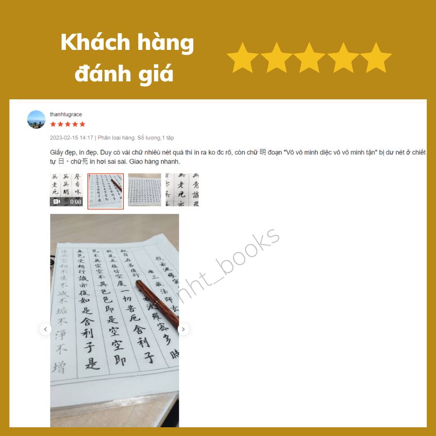 Giấy tô chữ tập viết chữ Hán - vở chép kinh chữ Hán  NHT Books