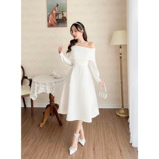 Đầm dự tiệc thaingashop đầm dự tiệc trễ vai tay dài nevada dress d0689