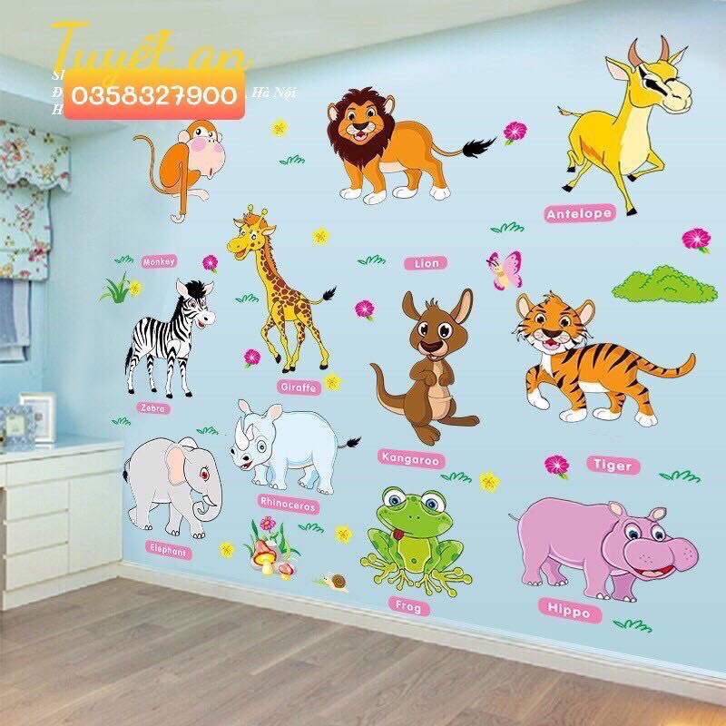 Decal dán Tươngg Mẫu Thú Tiếng Anh 02