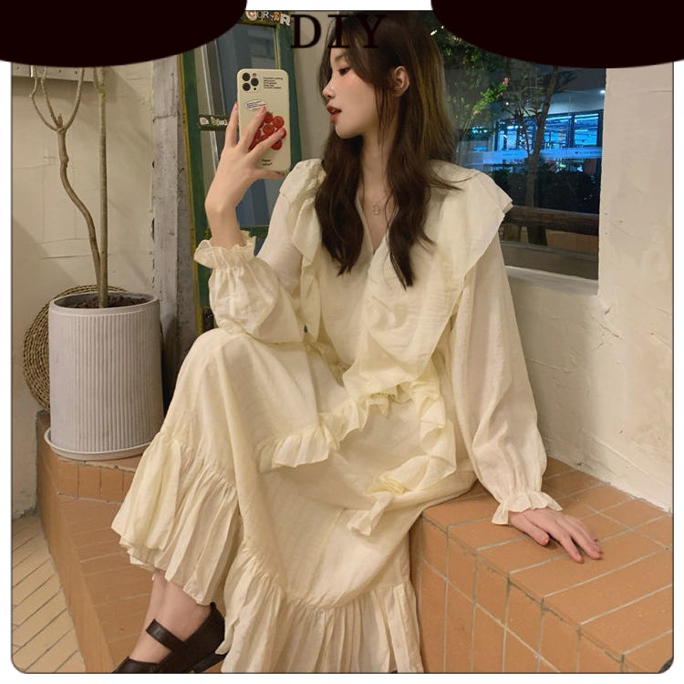 Váy Babydoll dáng dài-Phong cách thanh lịch và thoải mái với cổ V và đường viền rộng