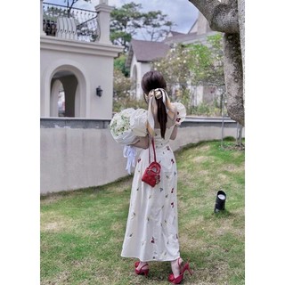 ĐẦM HOA CỔ VUÔNG VẢI GAI