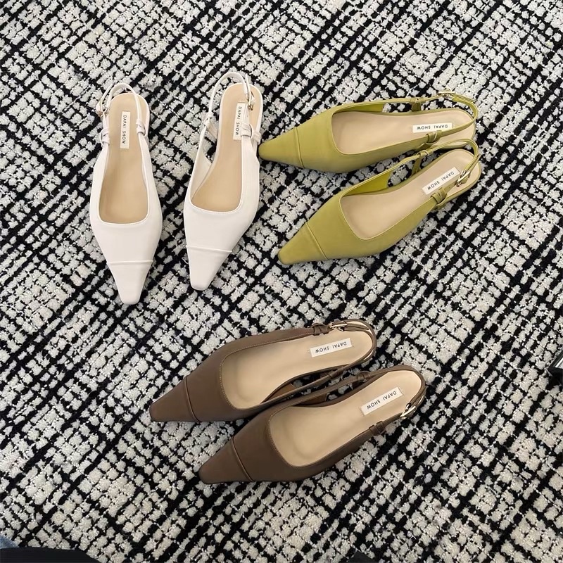 Sandal nữ mũi nhọn có dây sau phong cách Pháp mẫu mới năm 2023