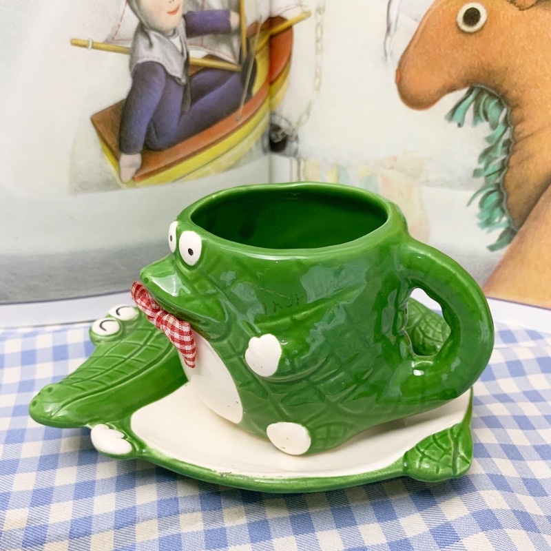 Set dĩa ly cá sấu gốm sứ hoạt hình dễ thương nhật bản