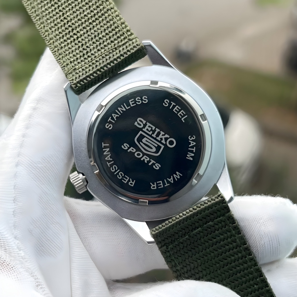 Đồng Hồ Nam Seiko 5 Quân Đội Dây Dù - Máy Pin Kim Trôi