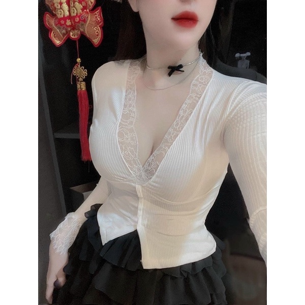 Set áo ren + chân váy tầng