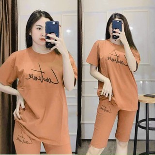 Hcm set đồ bộ nữ lửng mặc nhà chất thun cotton mặc thoải mái