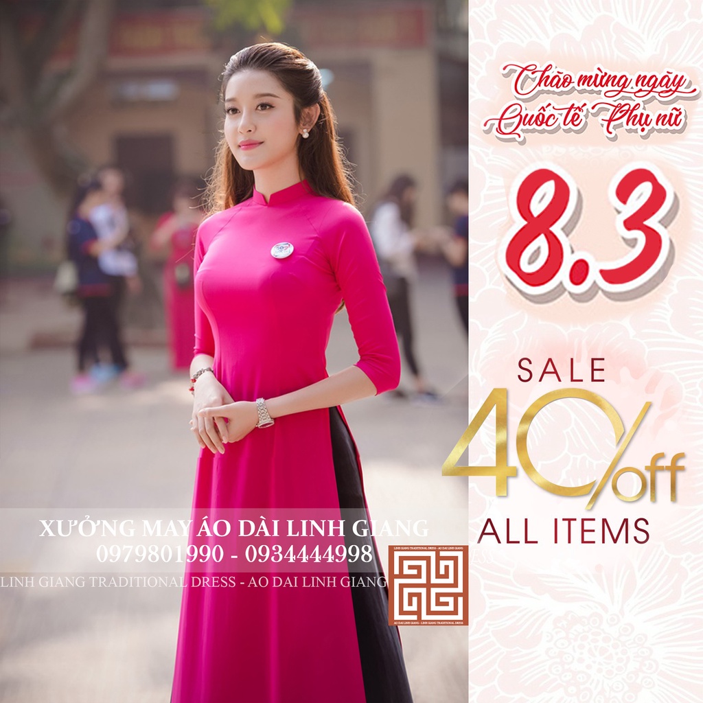 ÁO DÀI MÀU HỒNG SEN_LỤA NHẬT_LINH GIANG