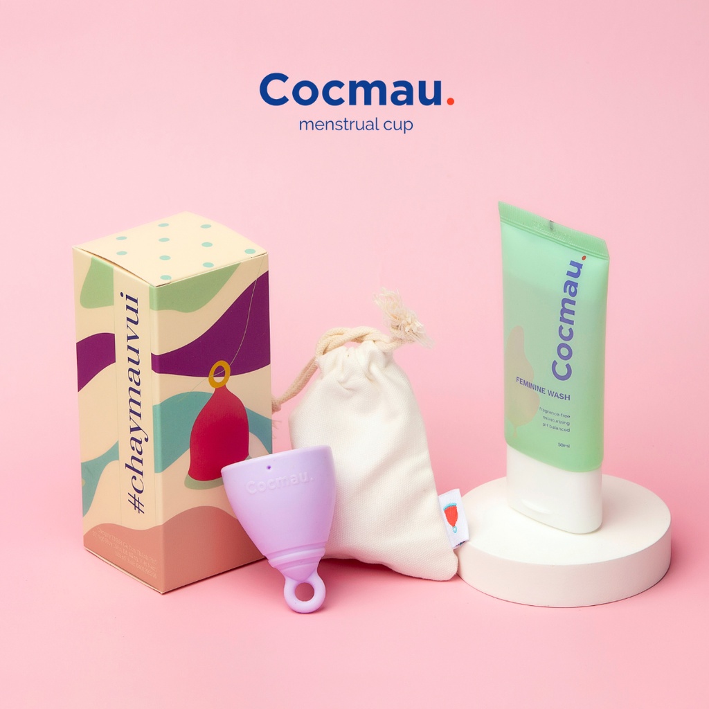 Trọn bộ Chăm sóc Kinh nguyệt - Cốc nguyệt san cải tiến Cocmau - Dung dịch Vệ sinh Cocmau Feminine Wash