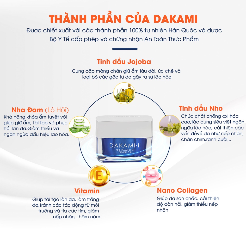 Kem Dakami II - dưỡng trắng da mặt, mờ nám tàn nhang hộp 30G