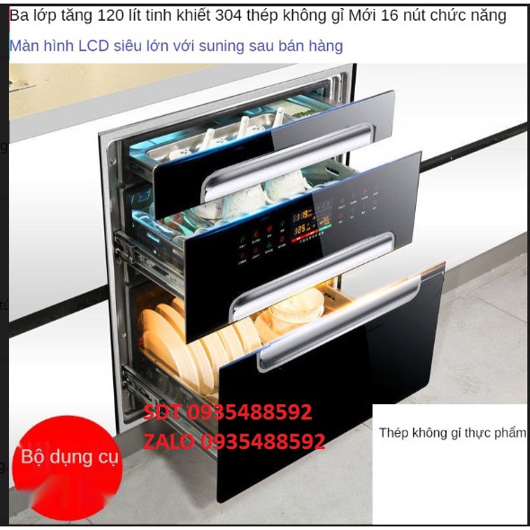 Máy sấy bát 2 ngăn dung tích 100 lít, Máy sấy chén bát diệt trùng khử khuẩn tủ âm