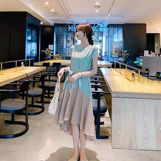 Đầm maxi đi biển mint đuôi cá phối kem xuongvnxk (kèm hình thật)