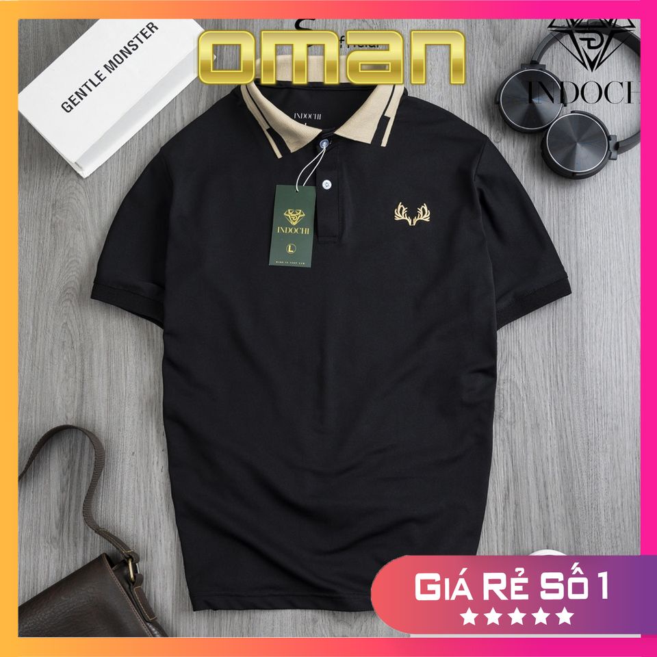 Áo polo cotton cá sấu thêu sừng hươu cao cấp, Áo polo co dãn 4 chiều thoáng mát AT11 - OMAN