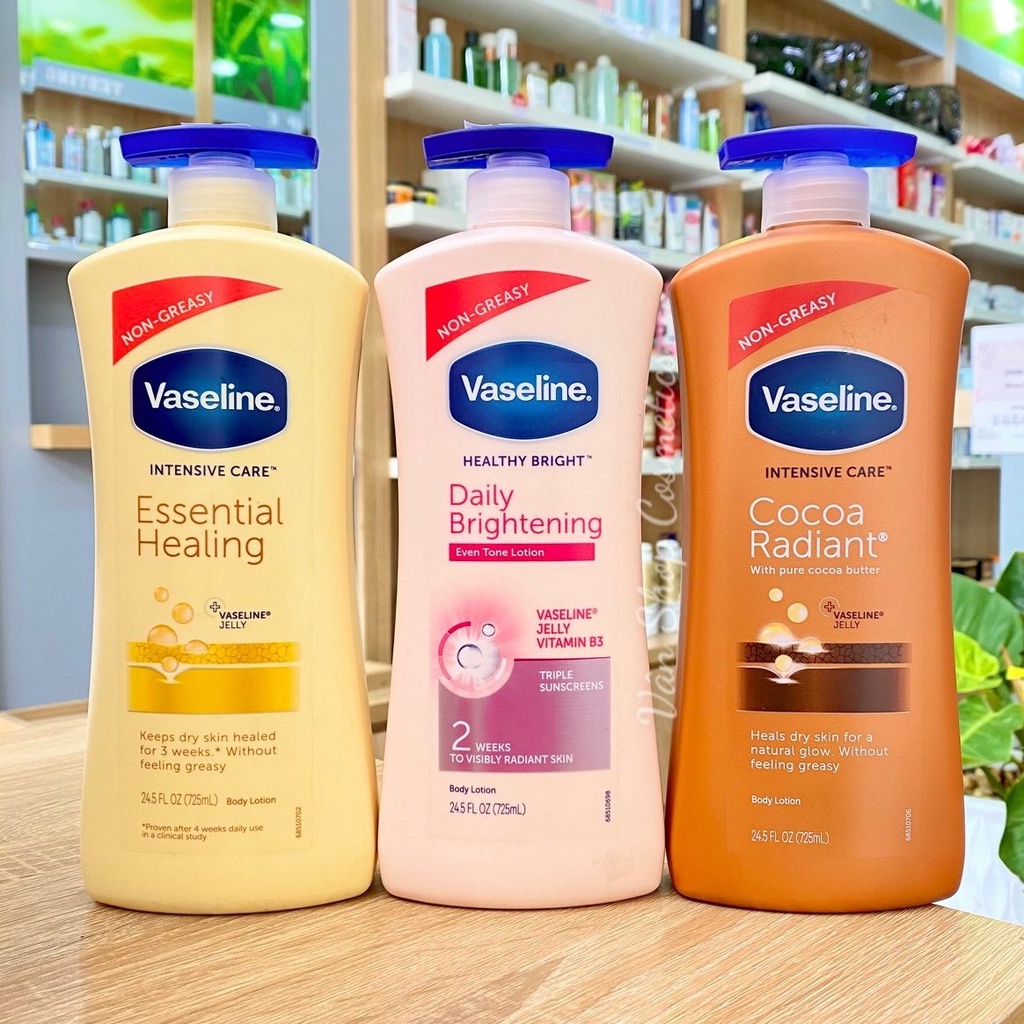 Sữa Dưỡng Thể Vaseline 725ml Dưỡng Trắng Sáng Da Nâng Tone Body Lotion Tone Up Chất Kem Hồng Nhạt Không Bết Dính