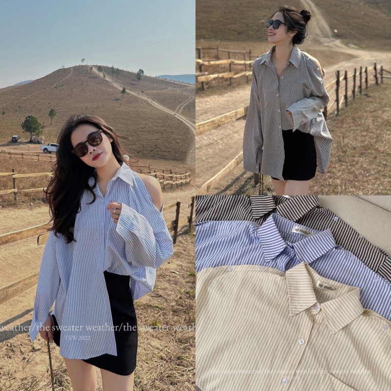 Áo sơ mi kẻ khoét vai túi ngực - 247store.vn - SMkhoetvai