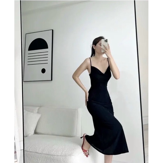 LIKEHER - ĐẦM BODY ĐẦM 2 DÂY CỔ ĐỔ D103