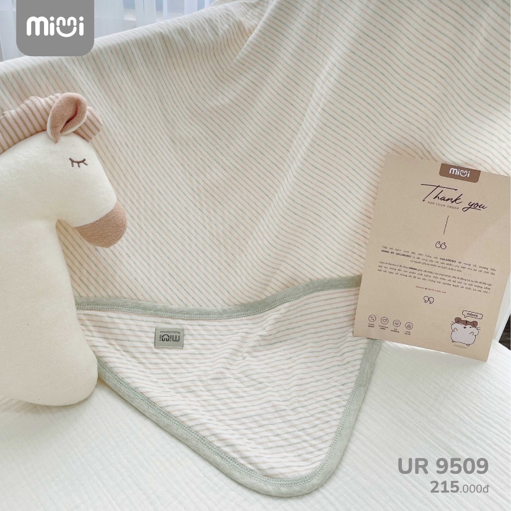 Chăn ủ cho bé Ualarogo vải Organic Cotton có mũ che đầu mềm mịn giữ ấm đa năng làm chăn đắp 9509