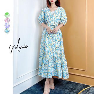 Đầm hoa suông đuôi cá kèm dây mimix cn9205