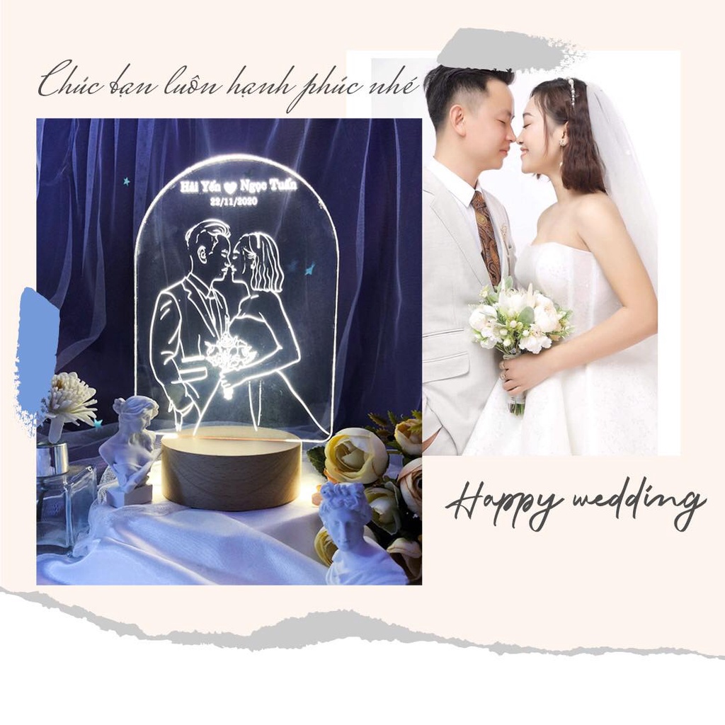 Set Đèn ngủ khắc hình theo yêu cầu, cực xinh dùng làm quà tặng, quà cưới, decor,tặng người yêu, bạn thân