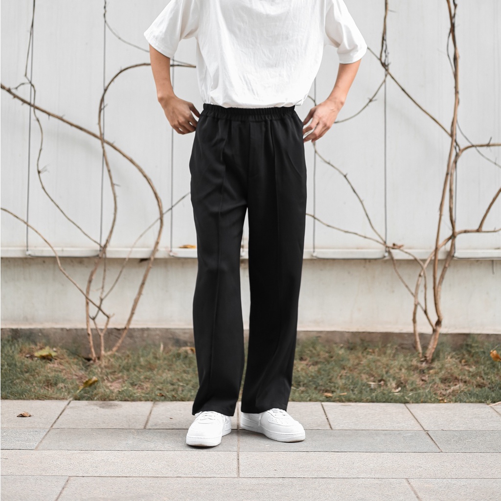 Quần âu nam ống suông xếp ly Pleated Trousers DRESSWELL cạp cao