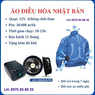 Áo điều hòa nhật bản pin 30.000 mah, áo quạt gió,
