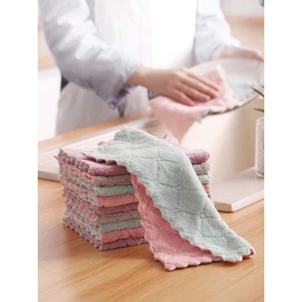 Khăn Lau Bếp, Khăn , Khăn Lau Set 10 Khăn Lau Đa Năng 2 Lớp Siêu Thấm Hút Mềm Mại  Size 19.5 x 14cm | BigBuy360 - bigbuy360.vn