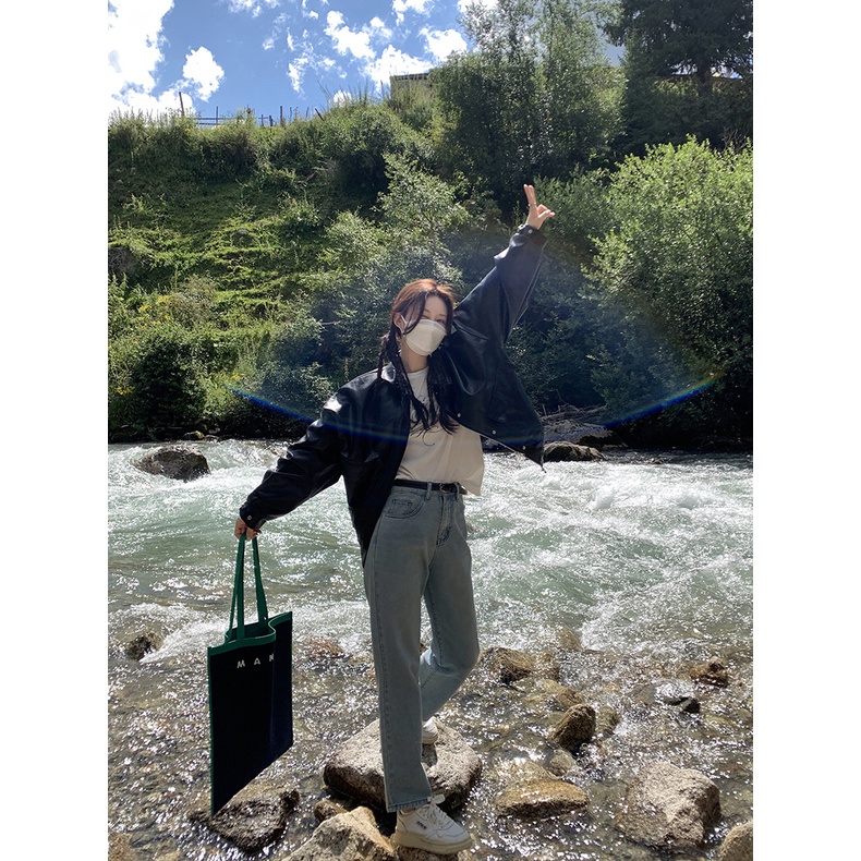 Áo thun nữ Dài tay Form rộng cổ tròn Basic Hàn Quốc Áo phông nữ Tay dài In chữ Cotton Cao cấp Thời trang