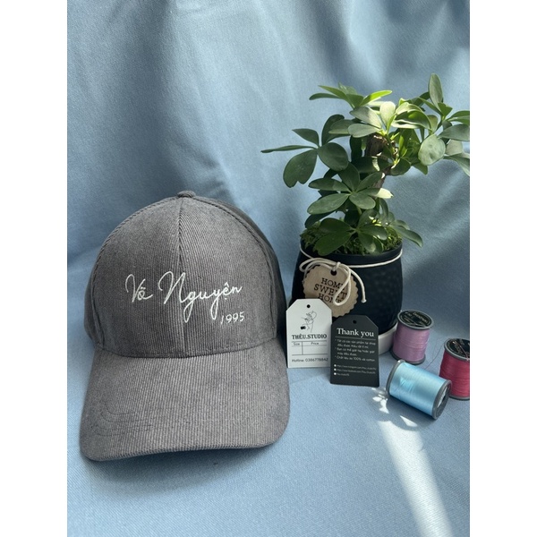 Mũ lưỡi trai unisex thêu tên và chữ ký theo yêu cầu chất vải nhung mịn đẹp
