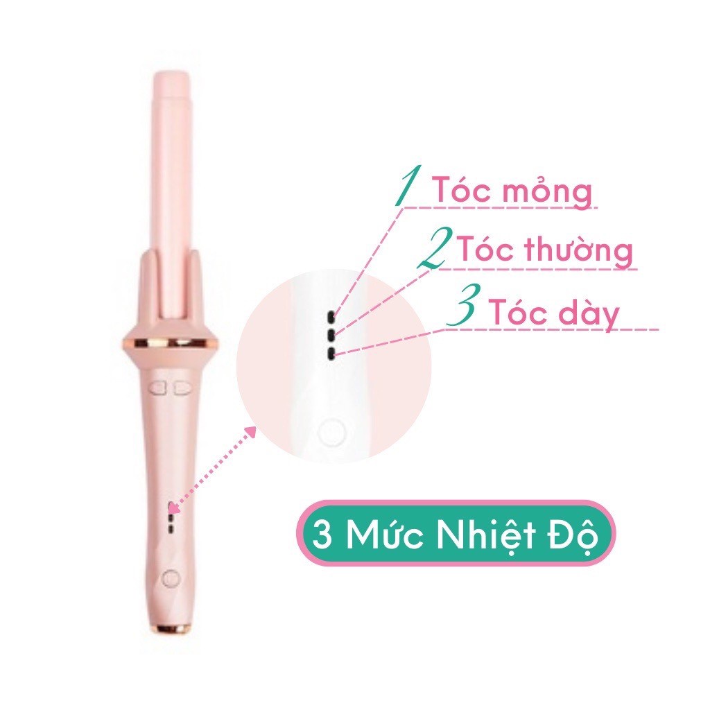 Máy uốn tóc xoăn tự động size 28 chất liệu gốm sứ không làm hại tóc - MÁY UỐN XN-388 HỒNG