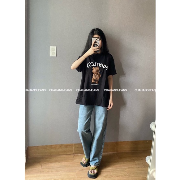 Quần jeans ống suông lưng cao Cuahangjeans