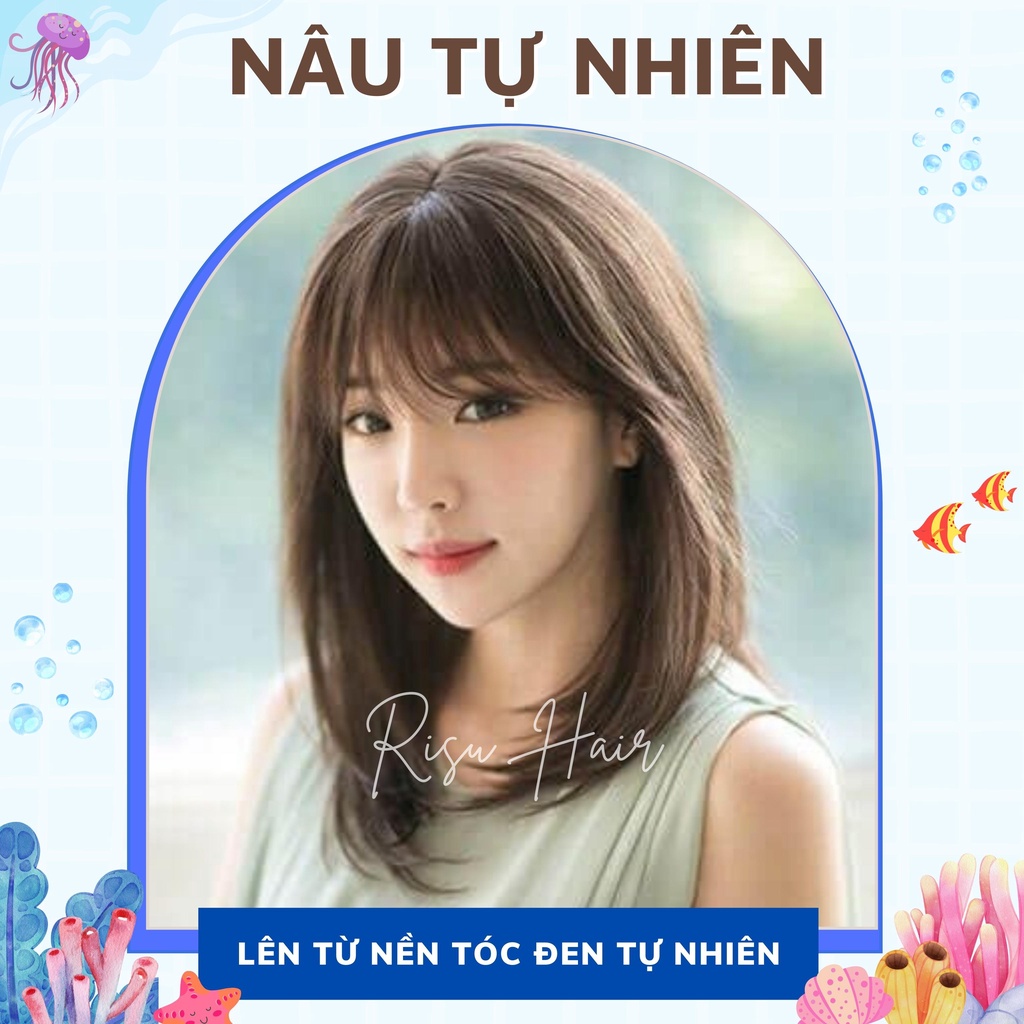 Thuốc Nhuộm Tóc Màu Nâu Tự Nhiên, Lên Từ Nền Đen Tự Nhiên, Không Tẩy - Risu Hair.