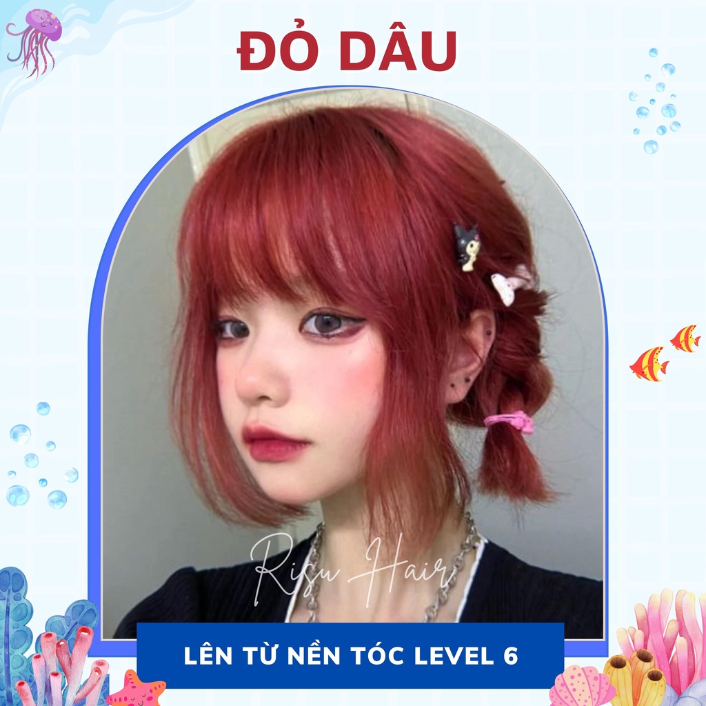 Thuốc Nhuôm Tóc Màu Đỏ Dâu, Không Tẩy - Risu Hair.