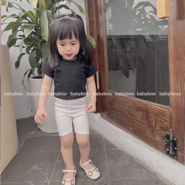 Áo Croptop Cộc Tay, Quần Legging Đùi Bé Gái Vải Zip Cao Cấp - BabyBoo - PiBo - BCRCTLGN