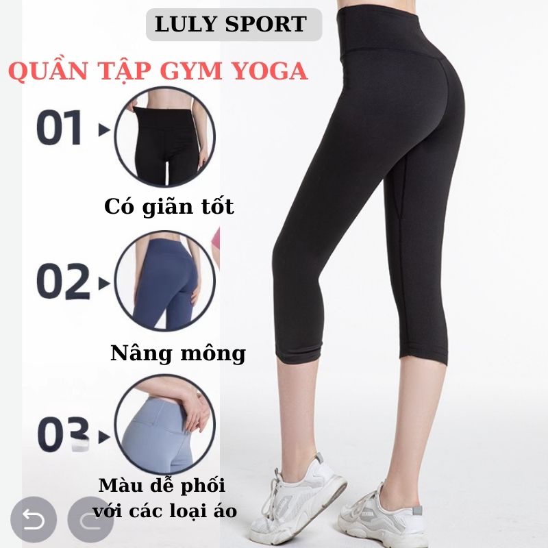 Quần tập yoga nữ LULY SPORT chất dẹt kim, co giãn cực tốt với 4 màu trơn L185B xanh lá,đỏ,đen nâu