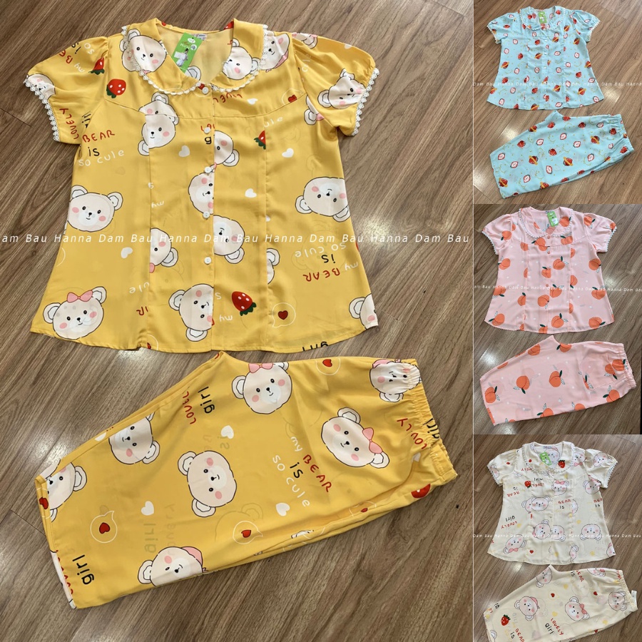 [HANNA] Đồ bầu mặc ở nhà quần lửng free size 40-70kg vải CAO CẤP mát mùa hè có lưng thun điều chỉnh thoải mái thoáng mát