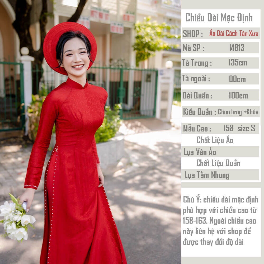 Áo Dài Cưới 4 Tà Cô Dâu Màu Đỏ MB13