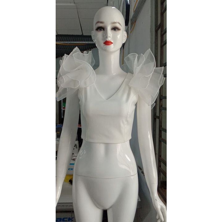DearLisa - Áo croptop phối tay bồng
