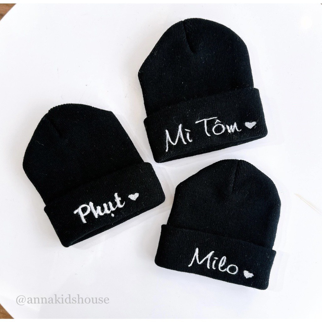 Mũ len ống thêu tên cho bé iu - SMX