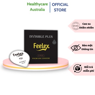 Bao cao su Feelex Invisible Plus, mỏng, nhiều gel bôi trơn, hương dâu