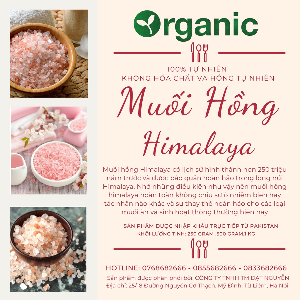 [Chính Hãng] Muối Hồng Ngâm Chân Himalaya Organic 1Kg Ngâm Chân Thải Độc - Muối Hồng Himalaya Ngâm Chân Thải Độc Dạng Mị