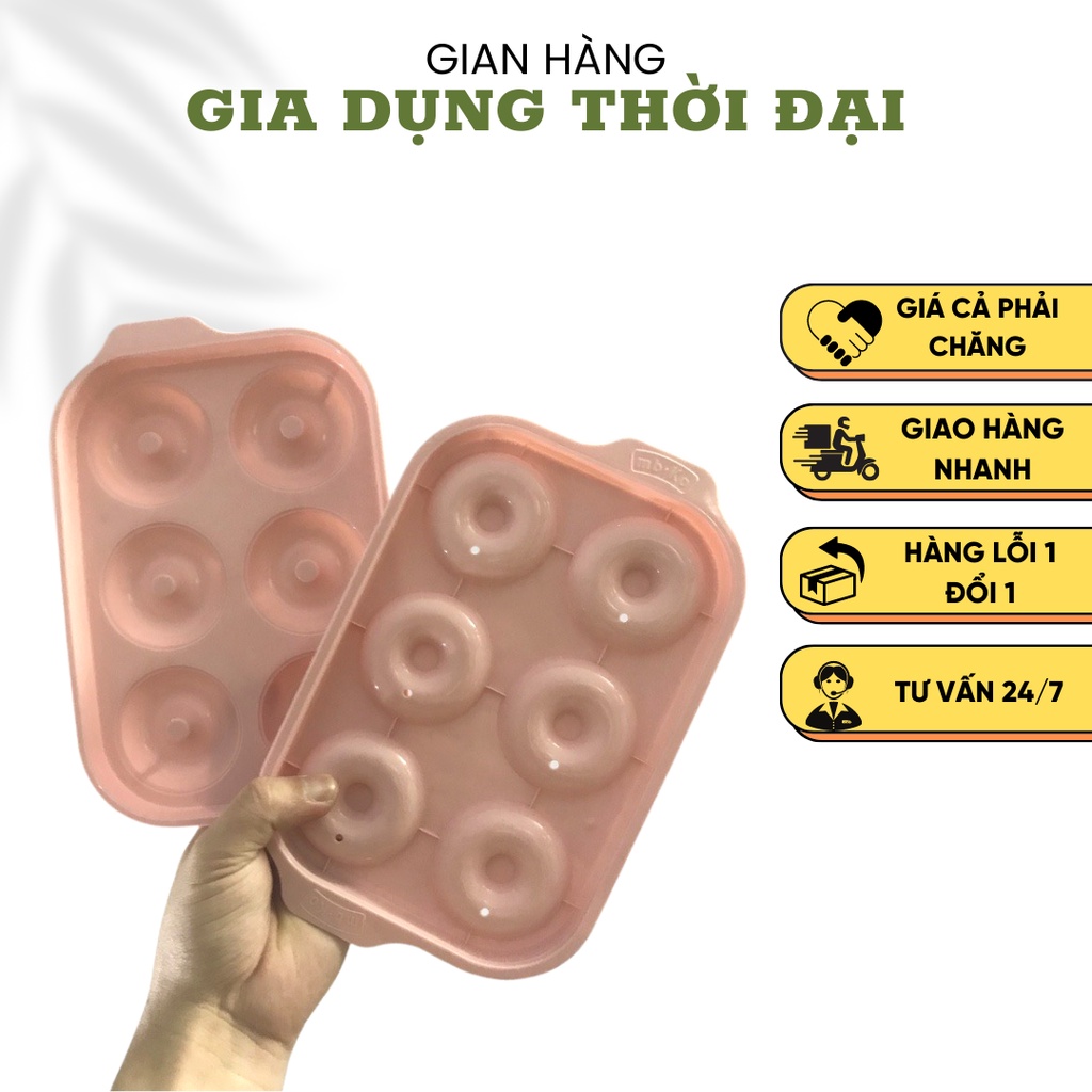 Khay Nhựa Làm Đá Sáng Tạo 6 Viên Có Nắp Hole Hàn Quốc KT: 21x13.5 cm