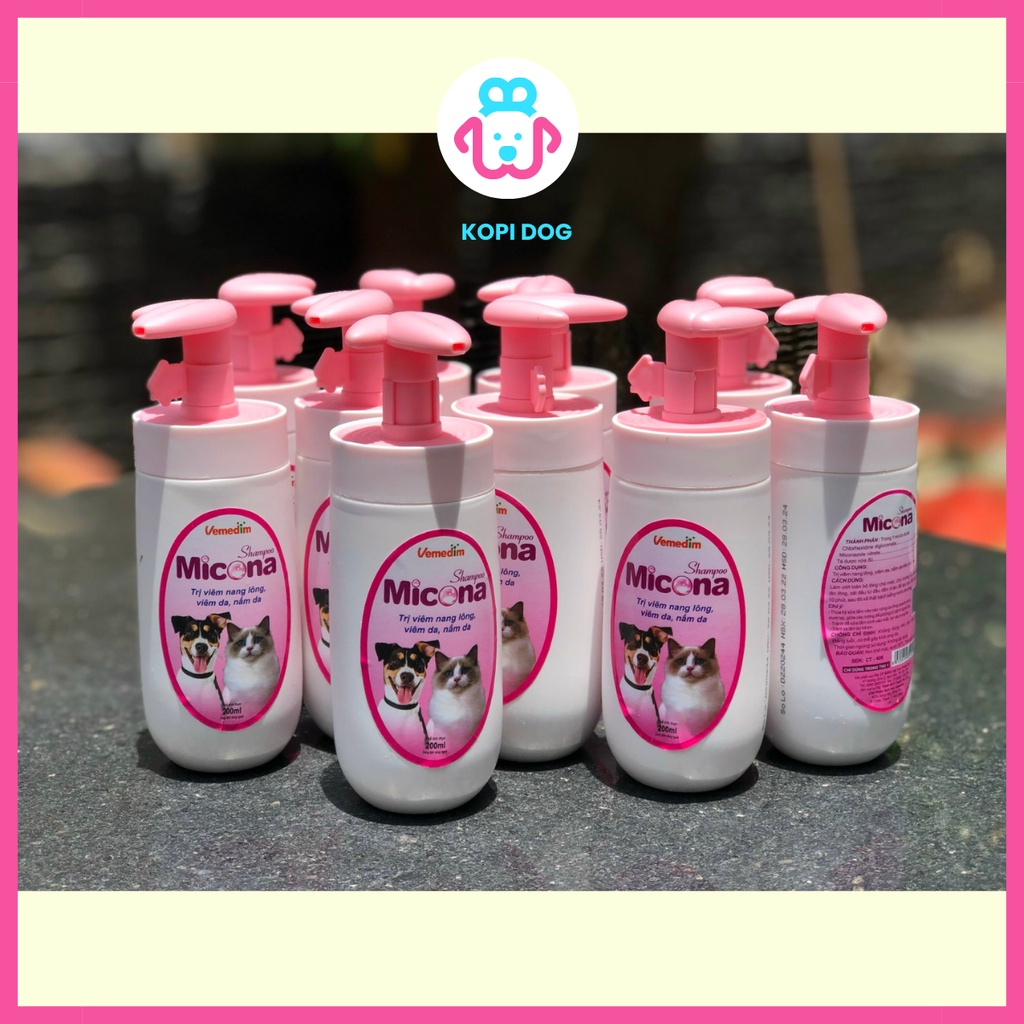 Sữa Tắm Nang Lông Viêm Da Nấm Da Cho Chó Mèo Micona Vemedim 200ml